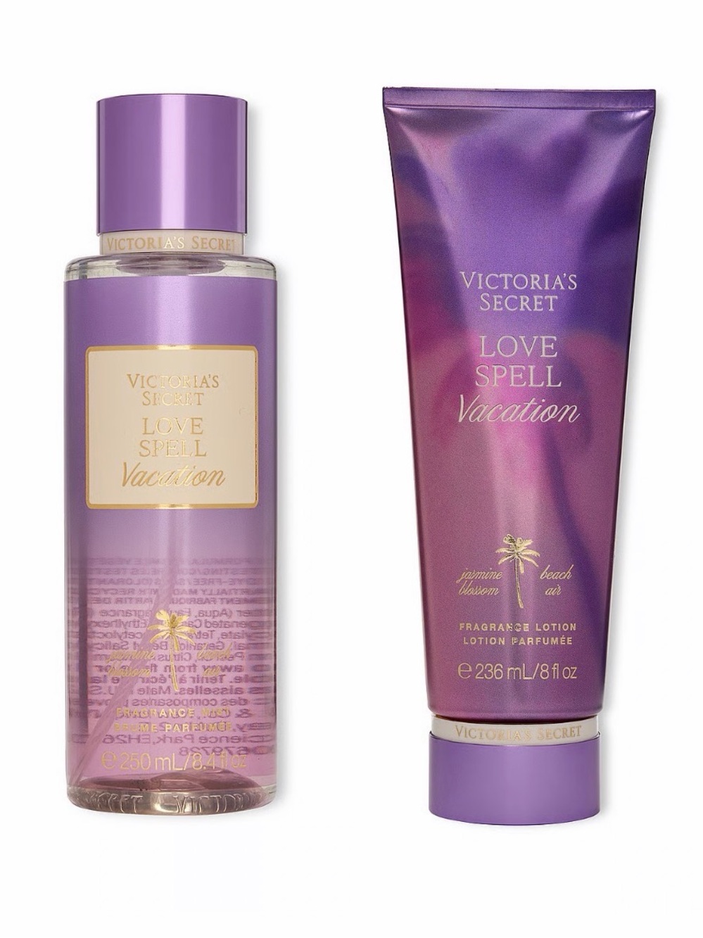 NWT Victoria's Secret Love Spell Vacation Fragrance Mist & Lotion Set